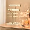 Josmimic 3 Tier Bracelet Holder Display - Detachable T Bar Beige Velvet Bracelet Holder, Jewelry Holder Organizer for Bracelet, Necklace, Watches, Rings