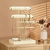 Josmimic 3 Tier Bracelet Holder Display - Detachable T Bar Beige Velvet Bracelet Holder, Jewelry Holder Organizer for Bracelet, Necklace, Watches, Rings