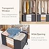 Lifewit 6 Pack Clothes Storage Bags, Foldable Storage Box Moving Bags Wardrobe Storage Organiser Packing Boxes for Moving House with Clear Window for Clothing Bedding Blankets, Grey