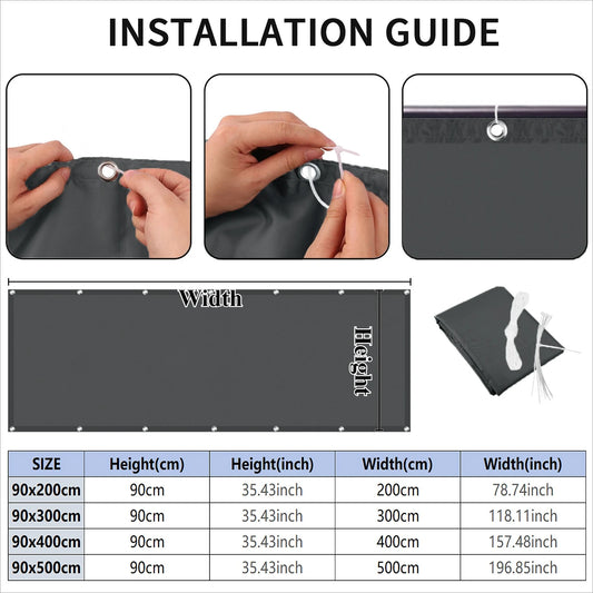 Lingle888 Privacy Screen for Backyard Deck Patio Balcony Fence Porch Sun Shade PVC UV Protection Sun Wind 8 Days Delivered 14 Colors 20 Sizes 420D(Black,1.1x2m)