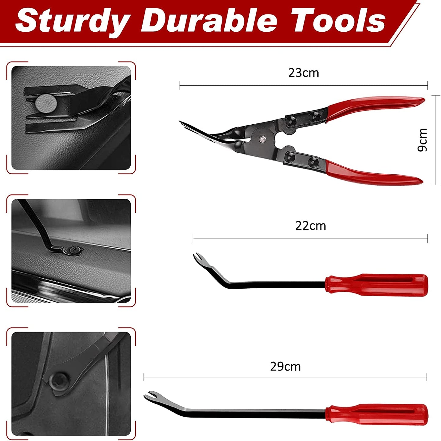 Wetado Trim Tools Auto Removal Kit, 120Pcs Car Trim Puller Tool Kit, Plastic Pry Tools Set for Trim/Panel/Door/Audio, Auto Clip Pliers/Fastener Remover/Terminal Removal Tool Kit (Dark Red-200PCS)