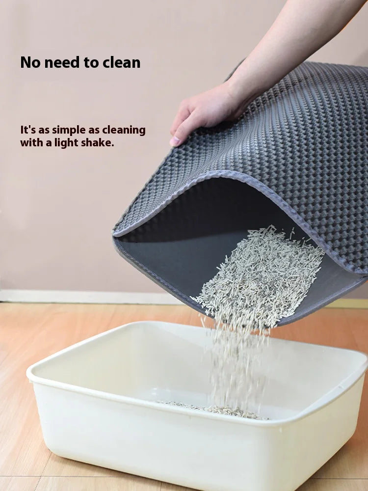 AJOXEL Cat Litter Mat, 60 x 45 cm Big Litter tray Mat, Double Layer Waterproof Cat Litter Mat Litter Trapping Mat, Honeycomb Design Cat Litter Tray Mat Non-Toxic Nonslip Black