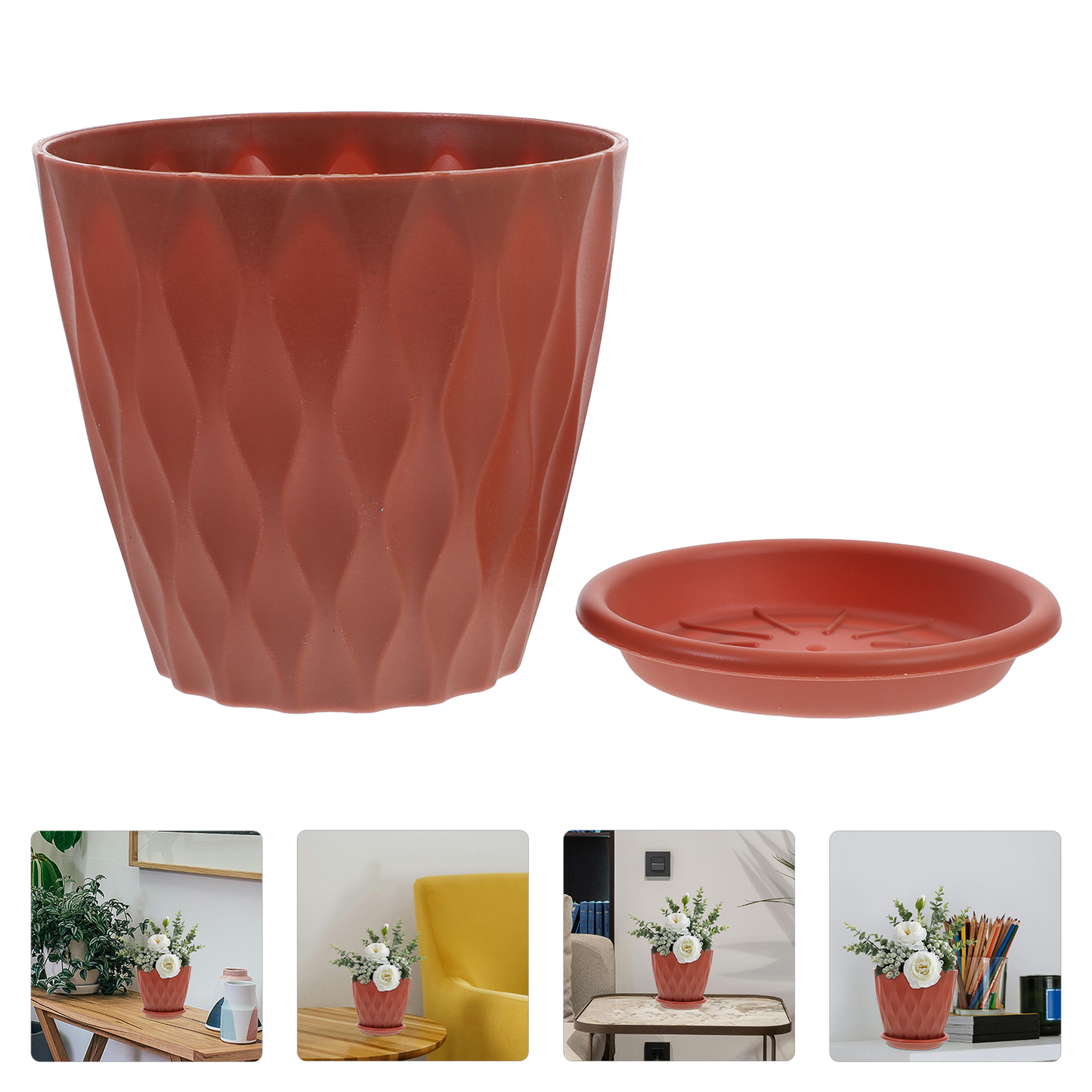 Flowerpot Round Plastic Plant Pot Crystal Modern Decorative Small Medium Large