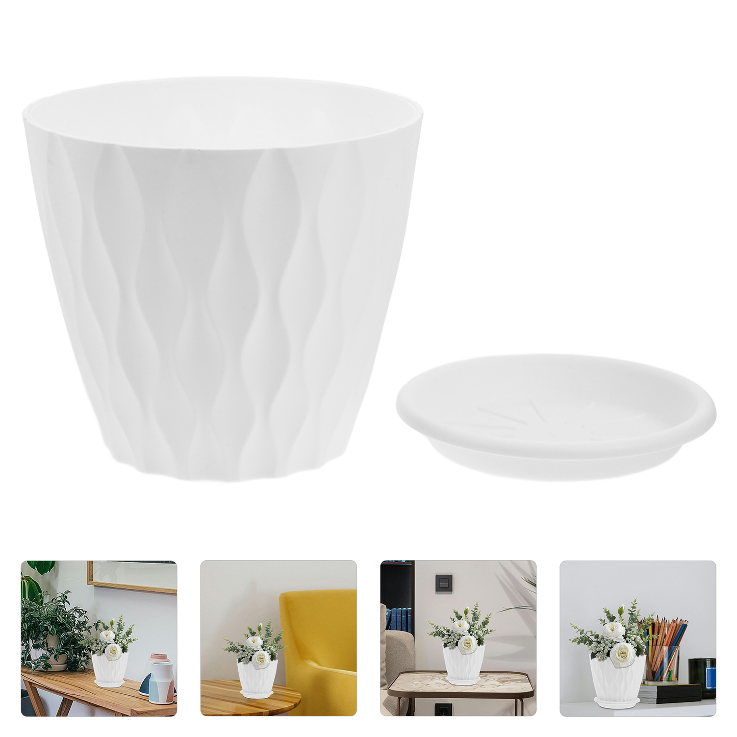 Flowerpot Round Plastic Plant Pot Crystal Modern Decorative Small Medium Large