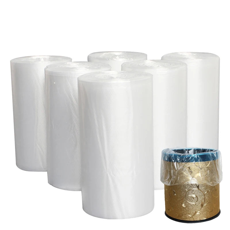50 Pcs/Roll White Trash Bags Household Kitchen Disposable Plastic Bags Hotel Transparent Garbage Trash Bags Cleaning Supplie