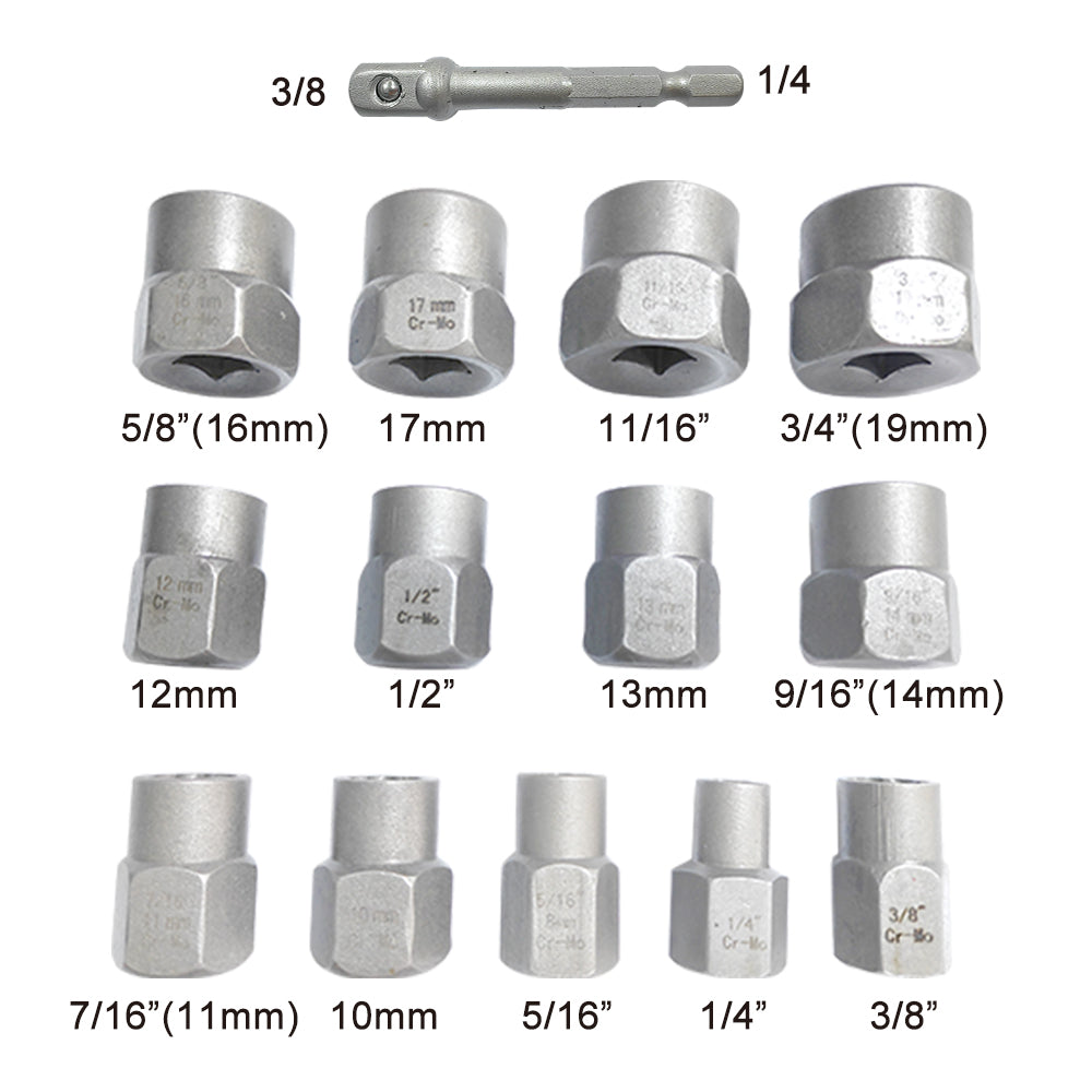 THINKWORK Impact Bolt Extractor Set, 13-Piece Bolt & Nut Remover Set, Stripped Bolt Extractor Socket Set, Bolt Extractor Tool Set for Removing Damaged,.