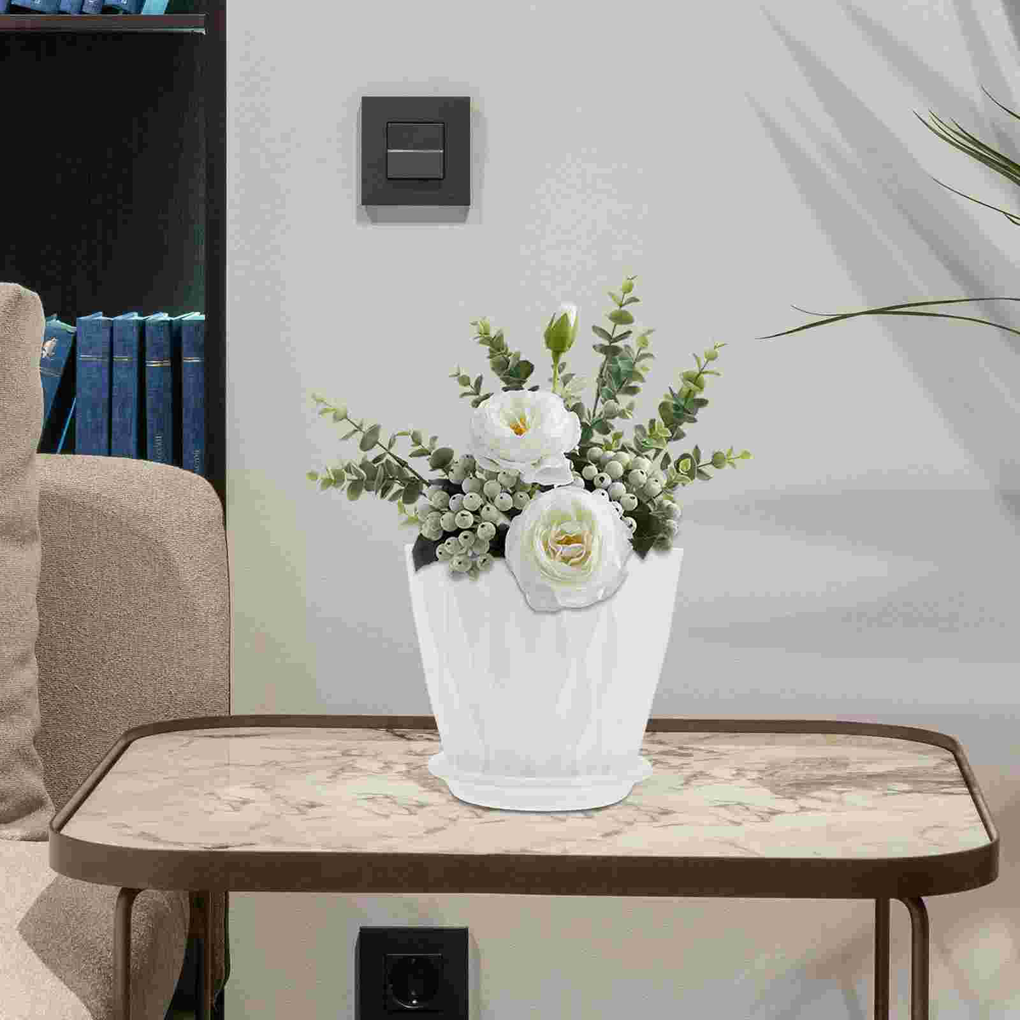 Flowerpot Round Plastic Plant Pot Crystal Modern Decorative Small Medium Large