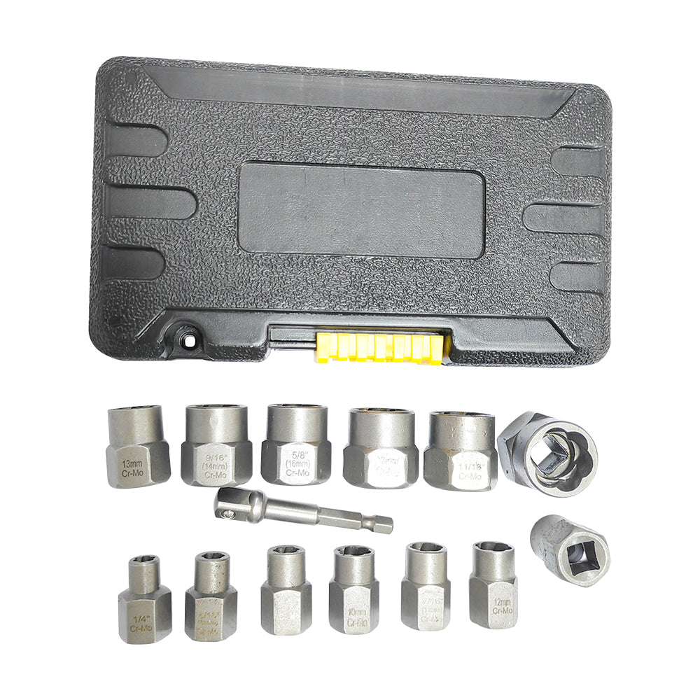THINKWORK Impact Bolt Extractor Set, 13-Piece Bolt & Nut Remover Set, Stripped Bolt Extractor Socket Set, Bolt Extractor Tool Set for Removing Damaged,.