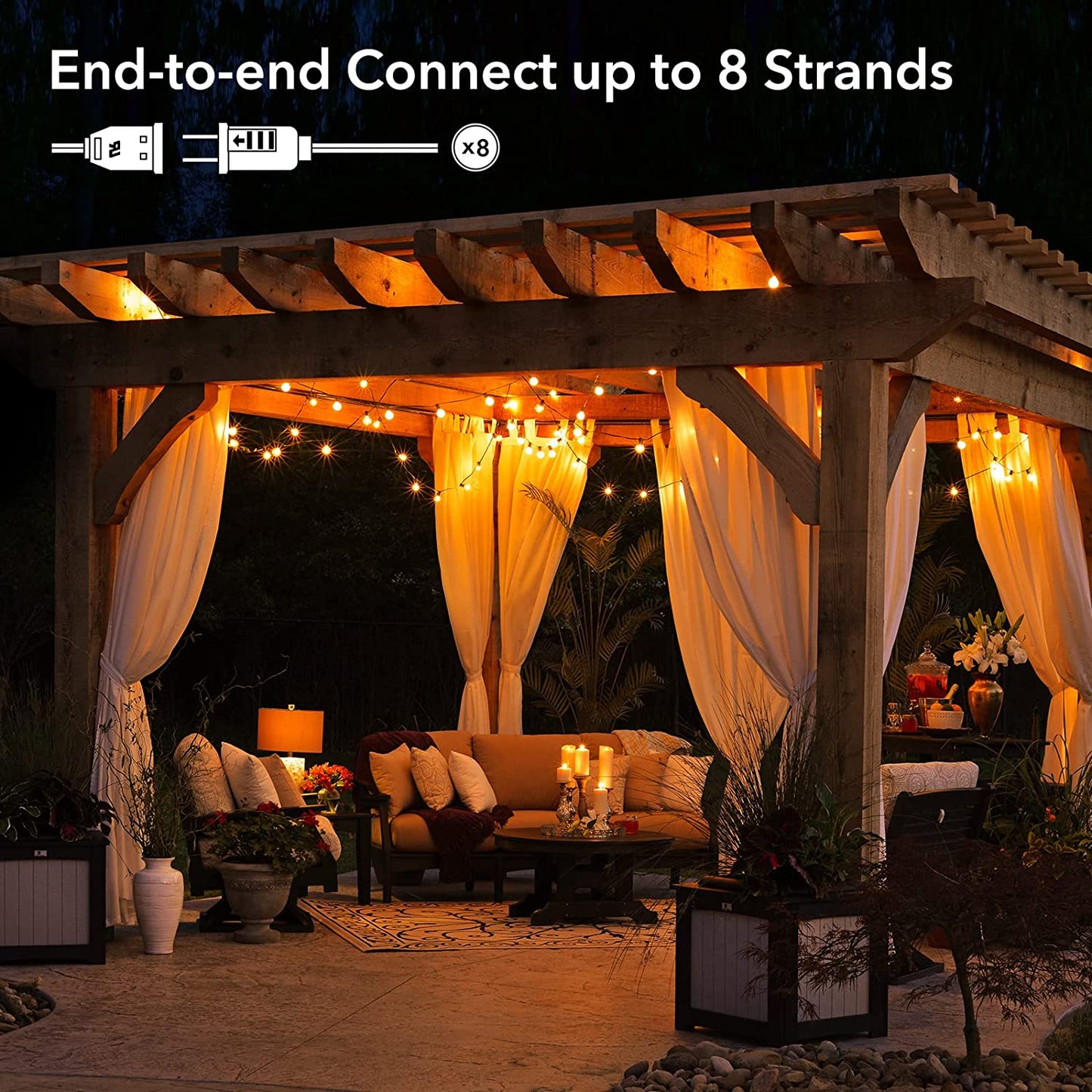 100FT LED G40 Globe String Lights Outdoor, 100 Pcs Plastic Waterproof Bulbs For Christmas Party Garden Decorative Garland Lamp