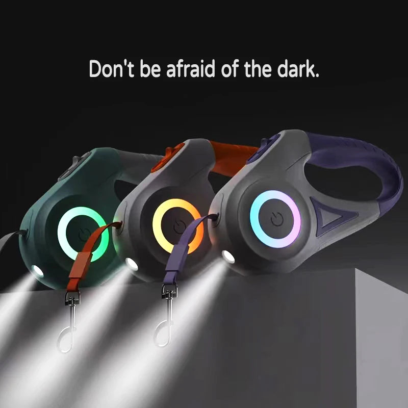 "LED Retractable Dog Leash with Light – 3m/5m Pet Leash for Small, Medium & Large Dogs, Cats – Harness & Collar Accessory"