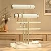Josmimic 3 Tier Bracelet Holder Display - Detachable T Bar Beige Velvet Bracelet Holder, Jewelry Holder Organizer for Bracelet, Necklace, Watches, Rings