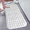 Bathroom Mat - Soft PVC Non Slip Shower Mat Non Slip Anti Mould Strong Grip with Suction Cups & Drain Holes - Antibacterial Easy Drying Mat (38 x 70 cm, White)