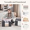 Lifewit 6 Pack Clothes Storage Bags, Foldable Storage Box Moving Bags Wardrobe Storage Organiser Packing Boxes for Moving House with Clear Window for Clothing Bedding Blankets, Grey