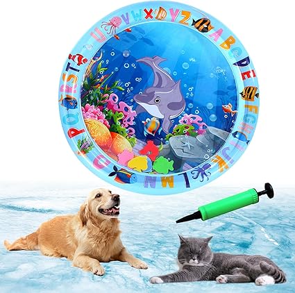 Thickened Water Sensor Play Mat For Cats, Playmat With Fish, Interactive & Portable Play Mat, Soothing Sensation Comfortable Dog Bed Mats (Style05)