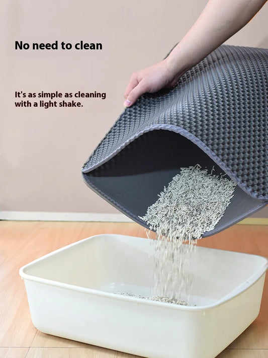 AJOXEL Cat Litter Mat, 60 x 45 cm Big Litter tray Mat, Double Layer Waterproof Cat Litter Mat Litter Trapping Mat, Honeycomb Design Cat Litter Tray Mat Non-Toxic Nonslip Black