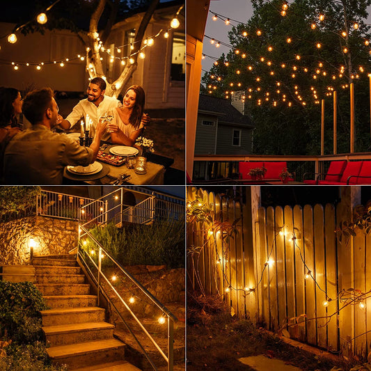 100FT LED G40 Globe String Lights Outdoor, 100 Pcs Plastic Waterproof Bulbs For Christmas Party Garden Decorative Garland Lamp