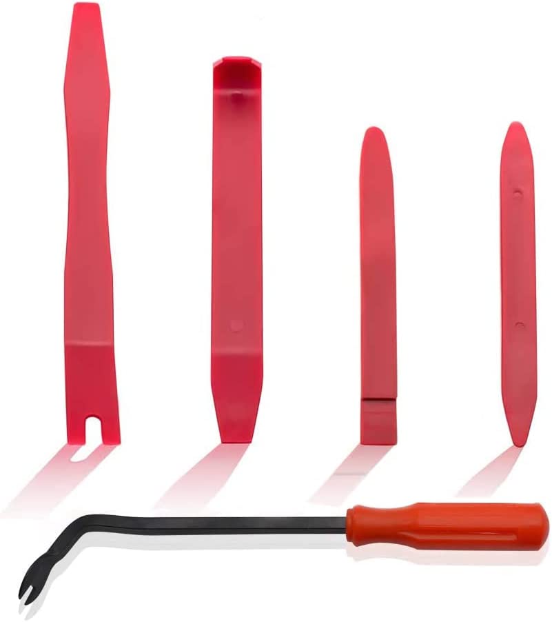 Wetado Trim Tools Auto Removal Kit, 120Pcs Car Trim Puller Tool Kit, Plastic Pry Tools Set for Trim/Panel/Door/Audio, Auto Clip Pliers/Fastener Remover/Terminal Removal Tool Kit (Dark Red-200PCS)