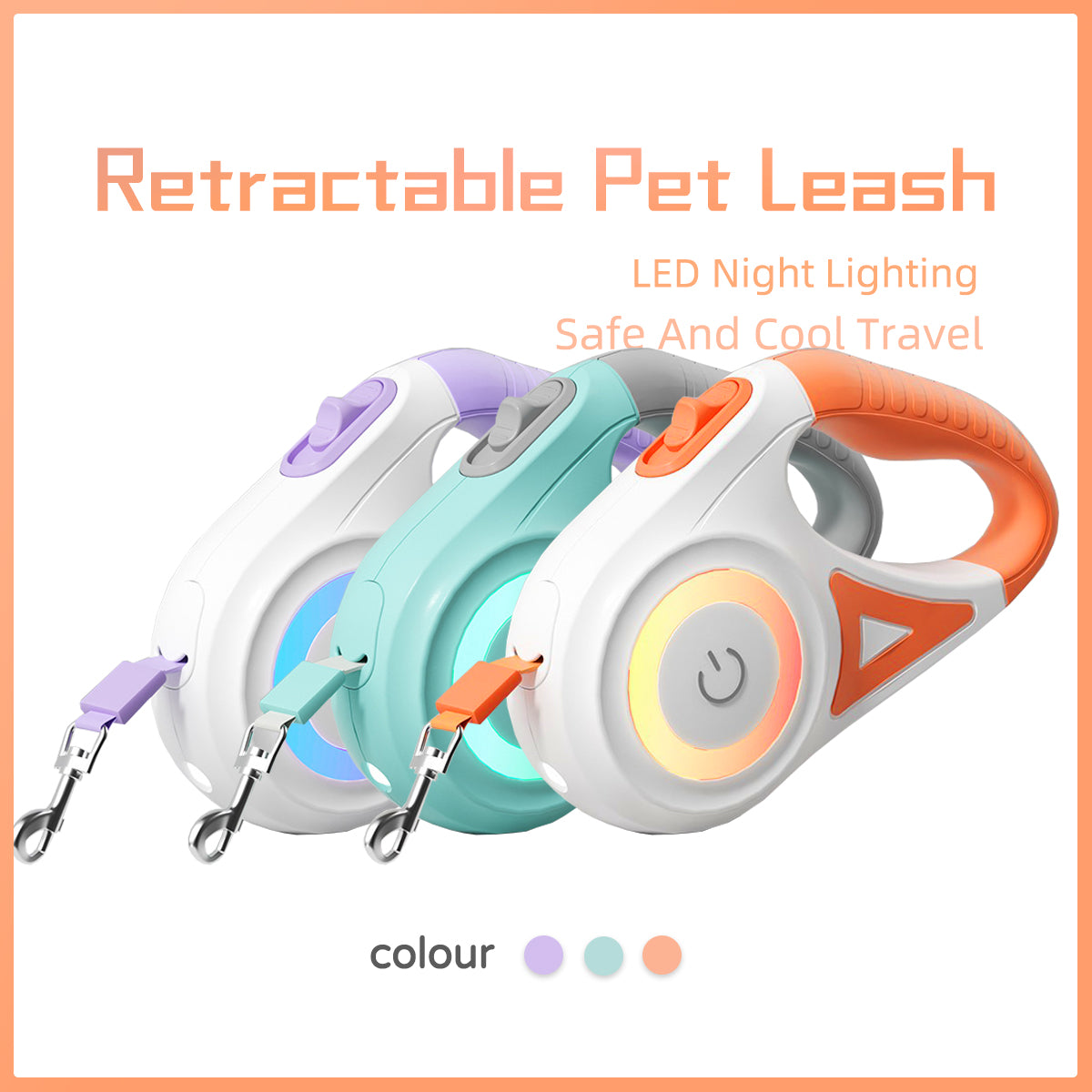 "LED Retractable Dog Leash with Light – 3m/5m Pet Leash for Small, Medium & Large Dogs, Cats – Harness & Collar Accessory"