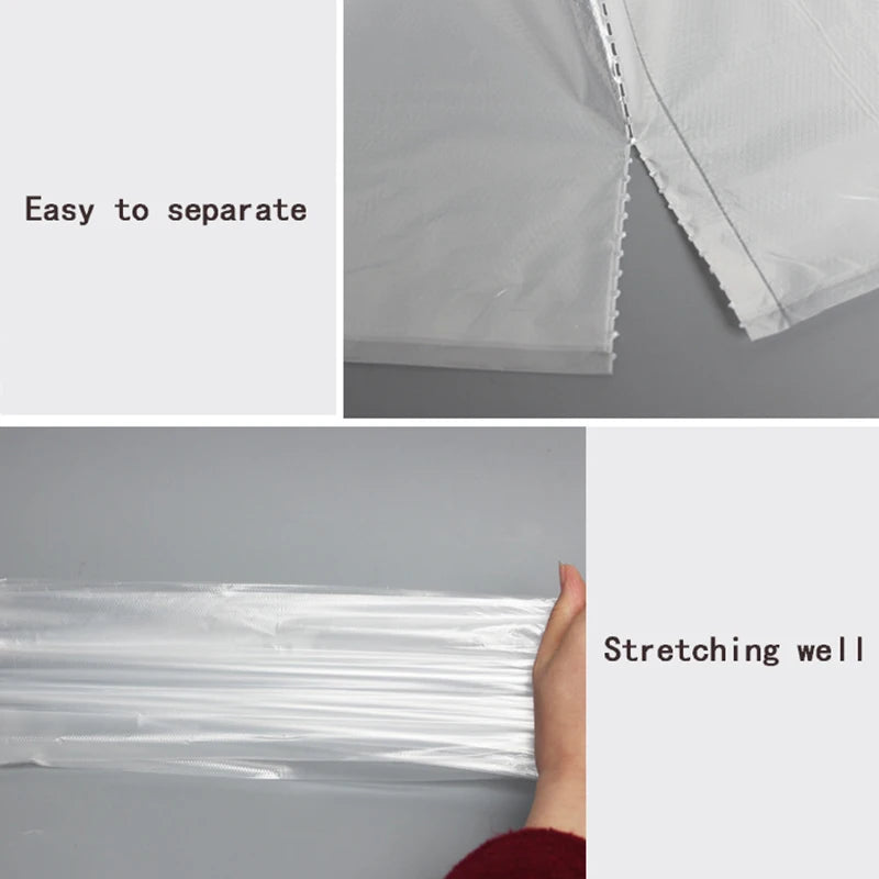 50 Pcs/Roll White Trash Bags Household Kitchen Disposable Plastic Bags Hotel Transparent Garbage Trash Bags Cleaning Supplie