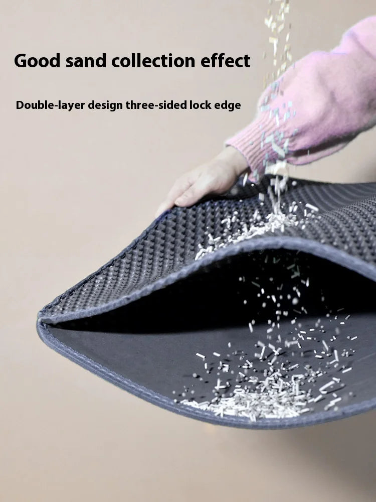 AJOXEL Cat Litter Mat, 60 x 45 cm Big Litter tray Mat, Double Layer Waterproof Cat Litter Mat Litter Trapping Mat, Honeycomb Design Cat Litter Tray Mat Non-Toxic Nonslip Black
