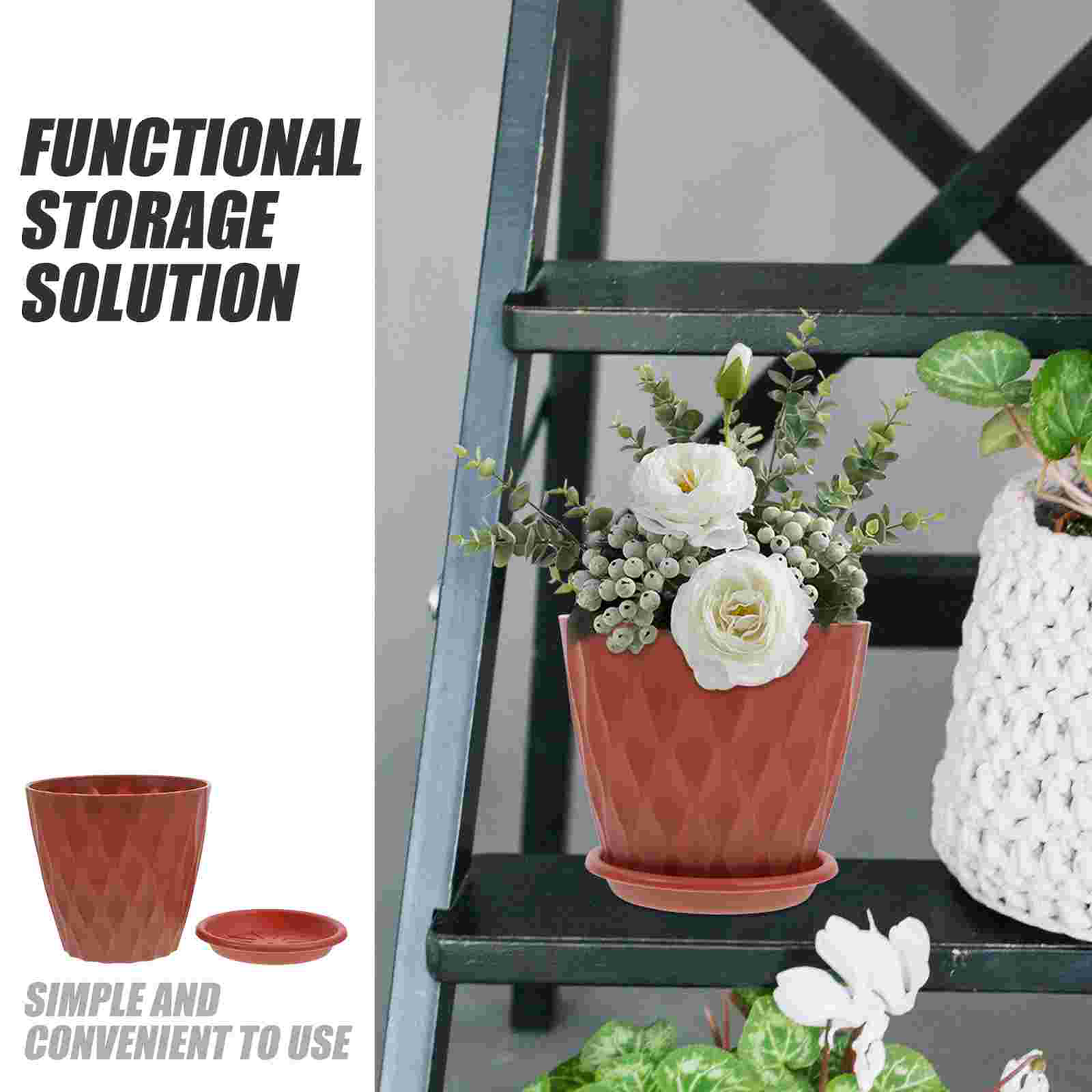 Flowerpot Round Plastic Plant Pot Crystal Modern Decorative Small Medium Large
