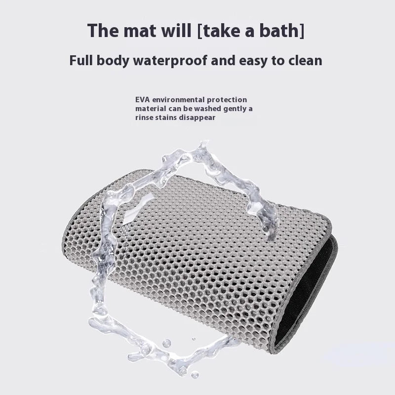 AJOXEL Cat Litter Mat, 60 x 45 cm Big Litter tray Mat, Double Layer Waterproof Cat Litter Mat Litter Trapping Mat, Honeycomb Design Cat Litter Tray Mat Non-Toxic Nonslip Black