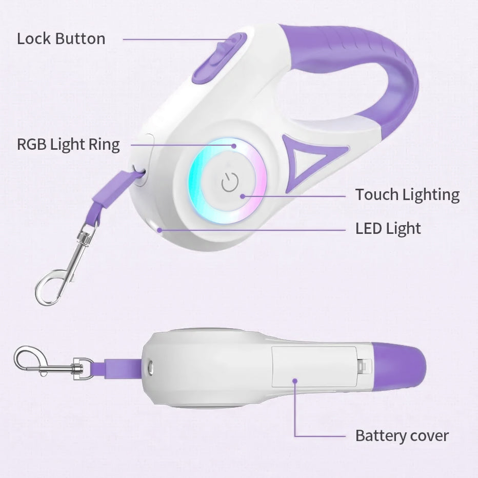 "LED Retractable Dog Leash with Light – 3m/5m Pet Leash for Small, Medium & Large Dogs, Cats – Harness & Collar Accessory"
